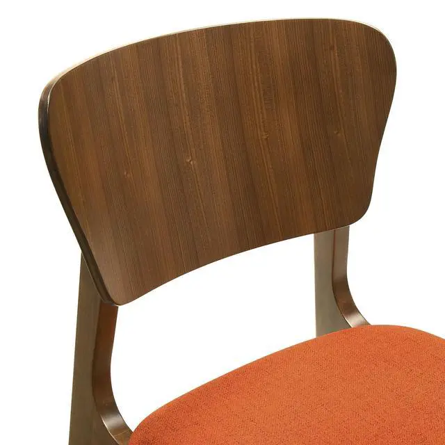 Alt view image 6 of 7 - Kalia Wood Dining Chair in Walnut Finish with Orange Fabric - Set of 2