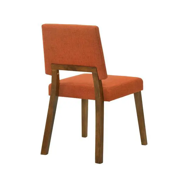 Alt view image 5 of 7 - Channell Wood Dining Chair in Walnut Finish with Orange Fabric - Set of 2