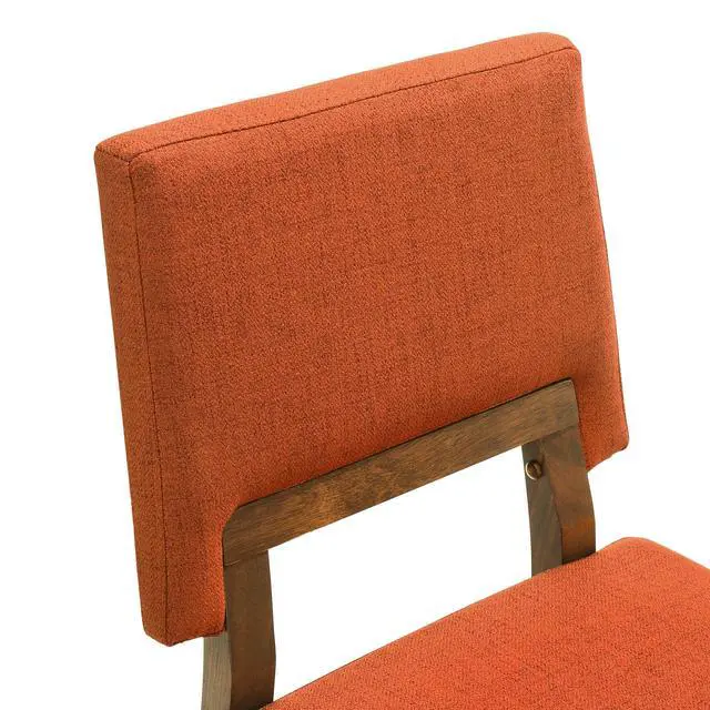 Alt view image 6 of 7 - Channell Wood Dining Chair in Walnut Finish with Orange Fabric - Set of 2