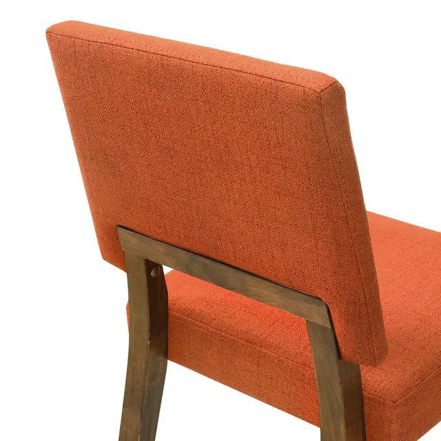 Alt view image 7 of 7 - Channell Wood Dining Chair in Walnut Finish with Orange Fabric - Set of 2