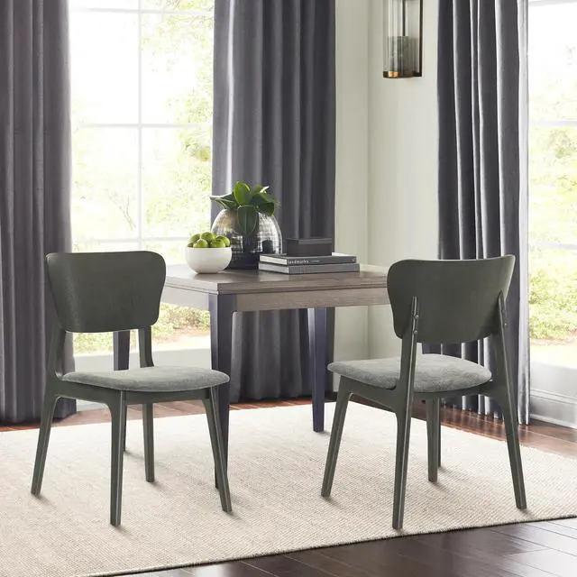 Alt view image 2 of 7 - Kalia Wood Dining Chair in Gray Finish with Gray Fabric - Set of 2