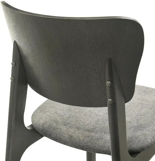 Alt view image 7 of 7 - Kalia Wood Dining Chair in Gray Finish with Gray Fabric - Set of 2