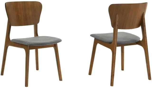 Main image of Kalia Wood Dining Chair in Walnut Finish with Charcoal Fabric - Set of 2