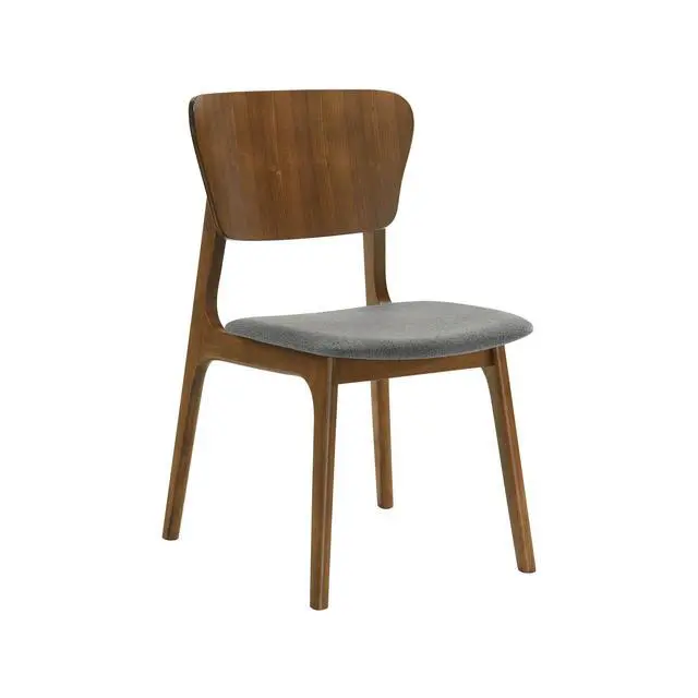 Alt view image 3 of 7 - Kalia Wood Dining Chair in Walnut Finish with Charcoal Fabric - Set of 2
