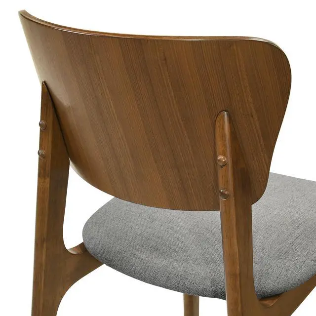 Alt view image 7 of 7 - Kalia Wood Dining Chair in Walnut Finish with Charcoal Fabric - Set of 2