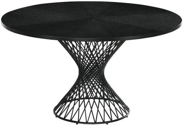Main image of Cirque 54" Round Black Wood and Metal Pedestal Dining Table