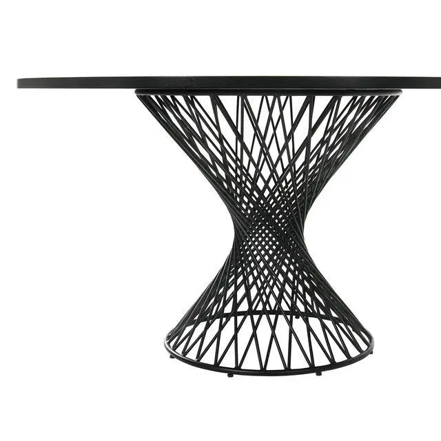 Alt view image 3 of 6 - Cirque 54" Round Black Wood and Metal Pedestal Dining Table
