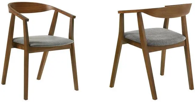 Main image of Santana Wood Dining Chair in Walnut Finish with Charcoal Fabric - Set of 2