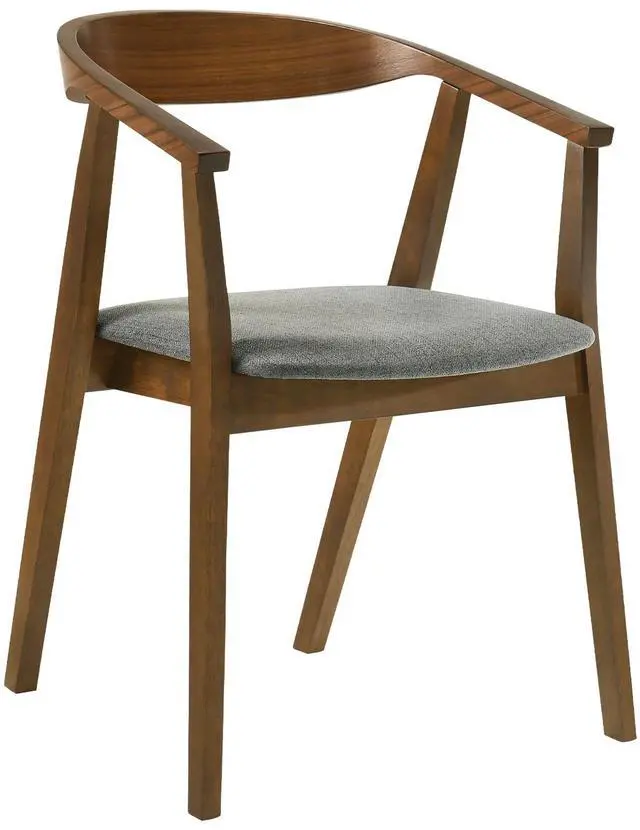 Alt view image 3 of 7 - Santana Wood Dining Chair in Walnut Finish with Charcoal Fabric - Set of 2