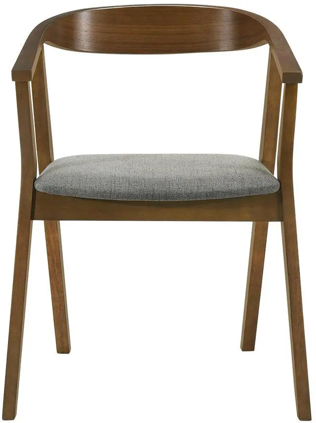 Alt view image 4 of 7 - Santana Wood Dining Chair in Walnut Finish with Charcoal Fabric - Set of 2