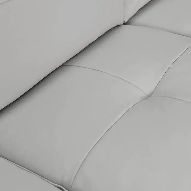 Alt view image 7 of 7 - Bergen 87" Dove Gray Genuine Leather Square Arm Sofa
