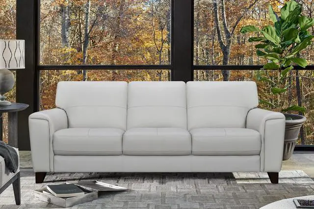 Alt view image 2 of 7 - Bergen 87" Dove Gray Genuine Leather Square Arm Sofa