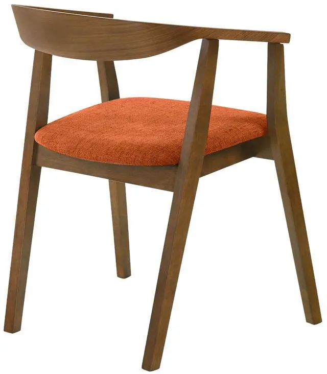 Alt view image 5 of 7 - Santana Wood Dining Chair in Walnut Finish with Orange Fabric - Set of 2
