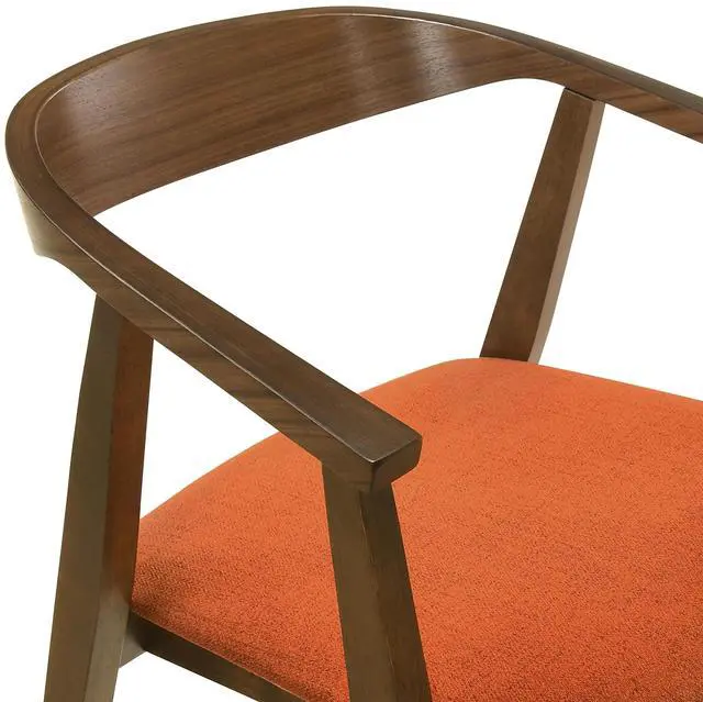 Alt view image 6 of 7 - Santana Wood Dining Chair in Walnut Finish with Orange Fabric - Set of 2