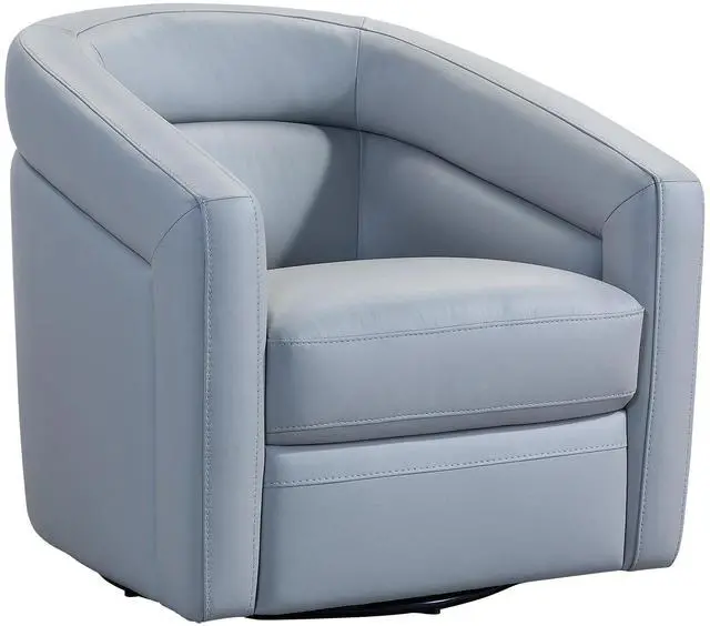 Main image of Desi Contemporary Swivel Accent Chair in Dove Gray Genuine Leather
