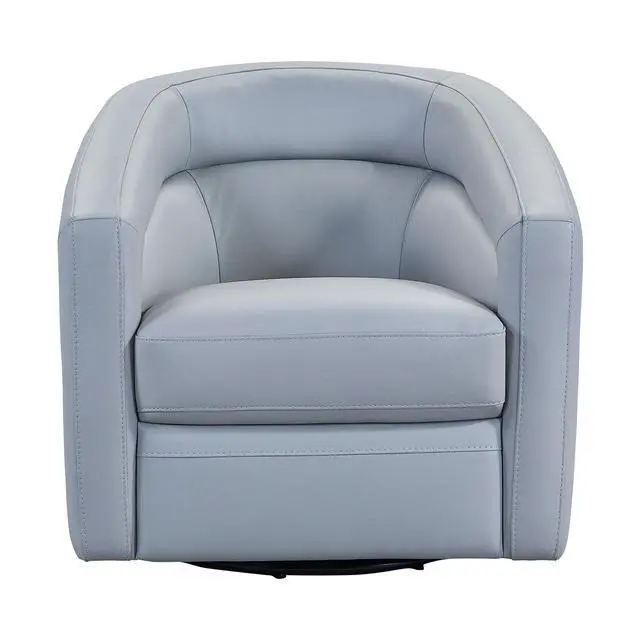 Alt view image 3 of 7 - Desi Contemporary Swivel Accent Chair in Dove Gray Genuine Leather