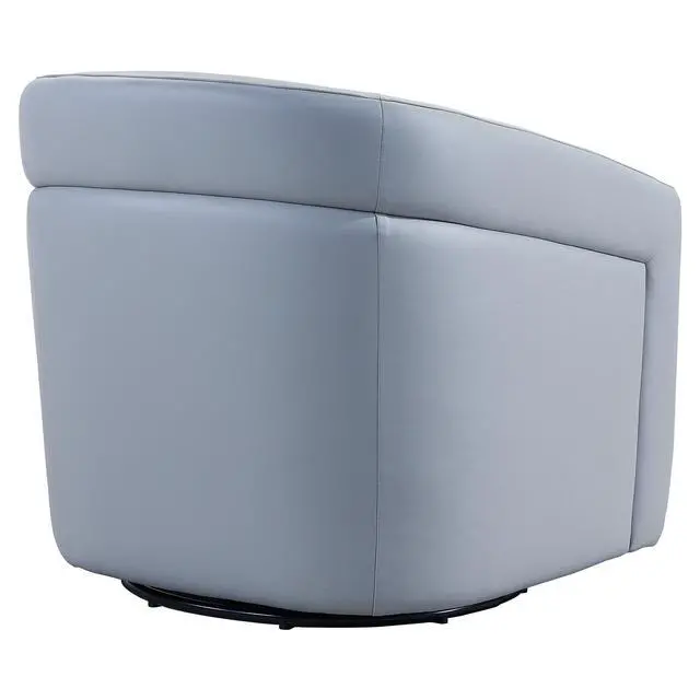 Alt view image 4 of 7 - Desi Contemporary Swivel Accent Chair in Dove Gray Genuine Leather
