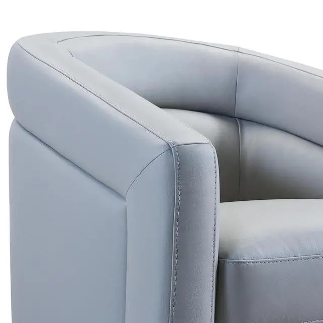 Alt view image 5 of 7 - Desi Contemporary Swivel Accent Chair in Dove Gray Genuine Leather