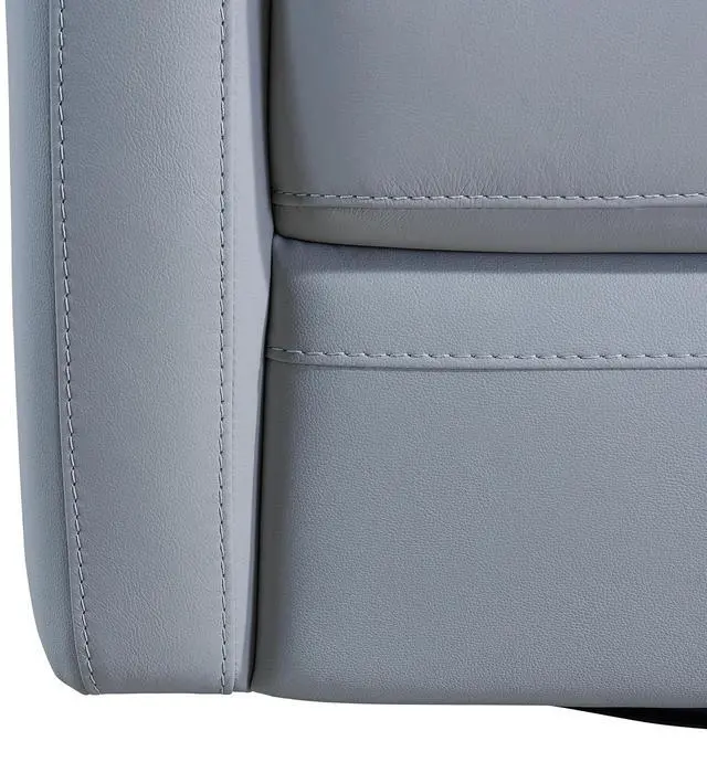 Alt view image 6 of 7 - Desi Contemporary Swivel Accent Chair in Dove Gray Genuine Leather