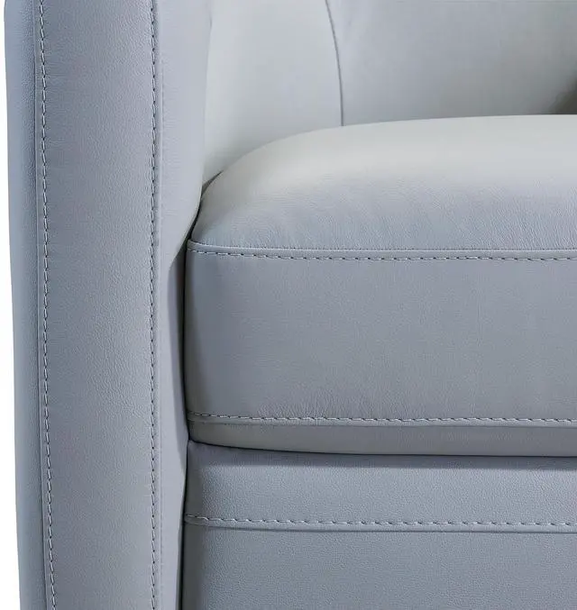 Alt view image 7 of 7 - Desi Contemporary Swivel Accent Chair in Dove Gray Genuine Leather