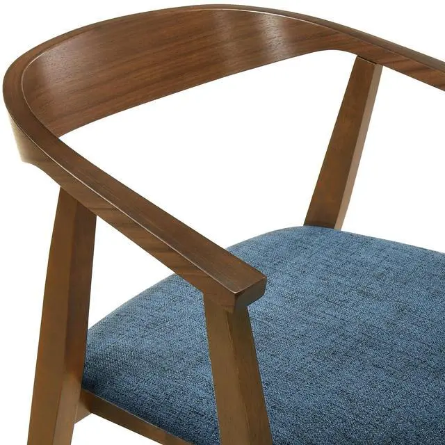 Alt view image 6 of 7 - Santana Wood Dining Chair in Walnut Finish with Blue Fabric - Set of 2