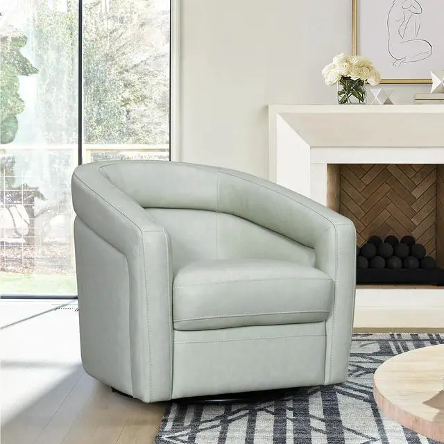 Alt view image 2 of 7 - Desi Mint Leather Swivel Accent Chair