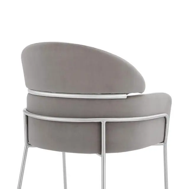 Alt view image 6 of 7 - Portia Gray Velvet and Brushed Stainless Steel Dining Room Chairs - Set of 2