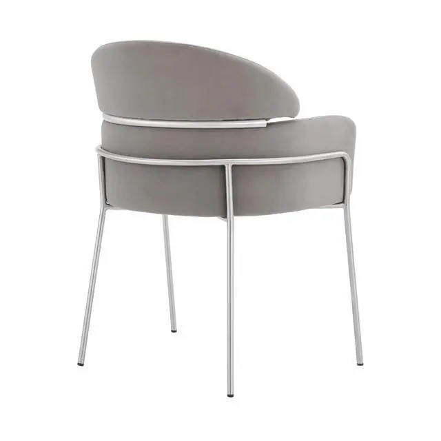 Alt view image 4 of 7 - Portia Gray Velvet and Brushed Stainless Steel Dining Room Chairs - Set of 2
