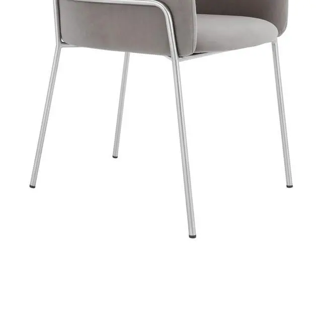Alt view image 7 of 7 - Portia Gray Velvet and Brushed Stainless Steel Dining Room Chairs - Set of 2