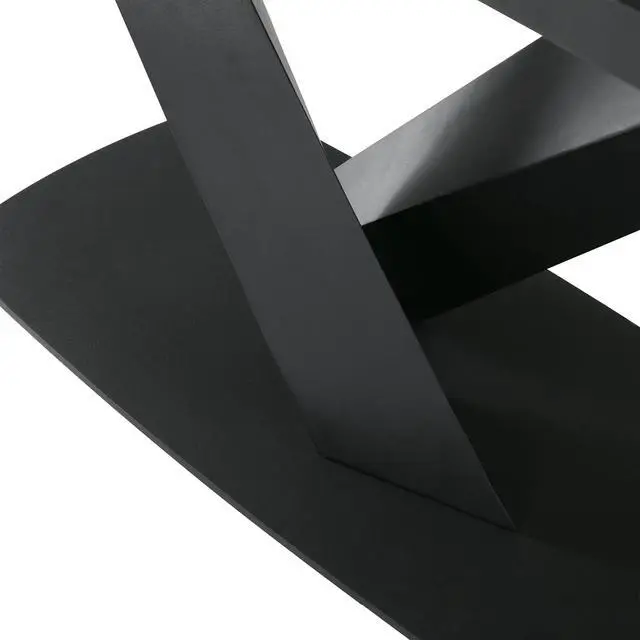 Alt view image 6 of 7 - Everett Contemporary Dining Table in Matte Black Finish and Walnut Top