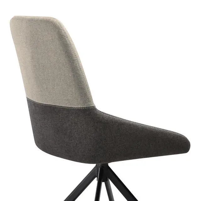 Alt view image 7 of 7 - Maverick Swivel Upholstered Dining Chair in Two-Tone Fabric Gray with Black Metal Legs - Set of 2