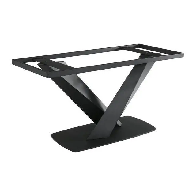 Alt view image 4 of 7 - Everett Contemporary Dining Table in Matte Black Finish and Walnut Top