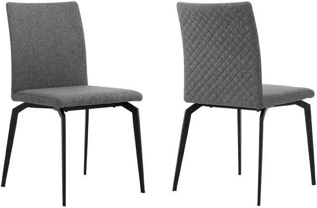 Main image of Lyon Gray Fabric and Metal Dining Room Chairs - Set of 2