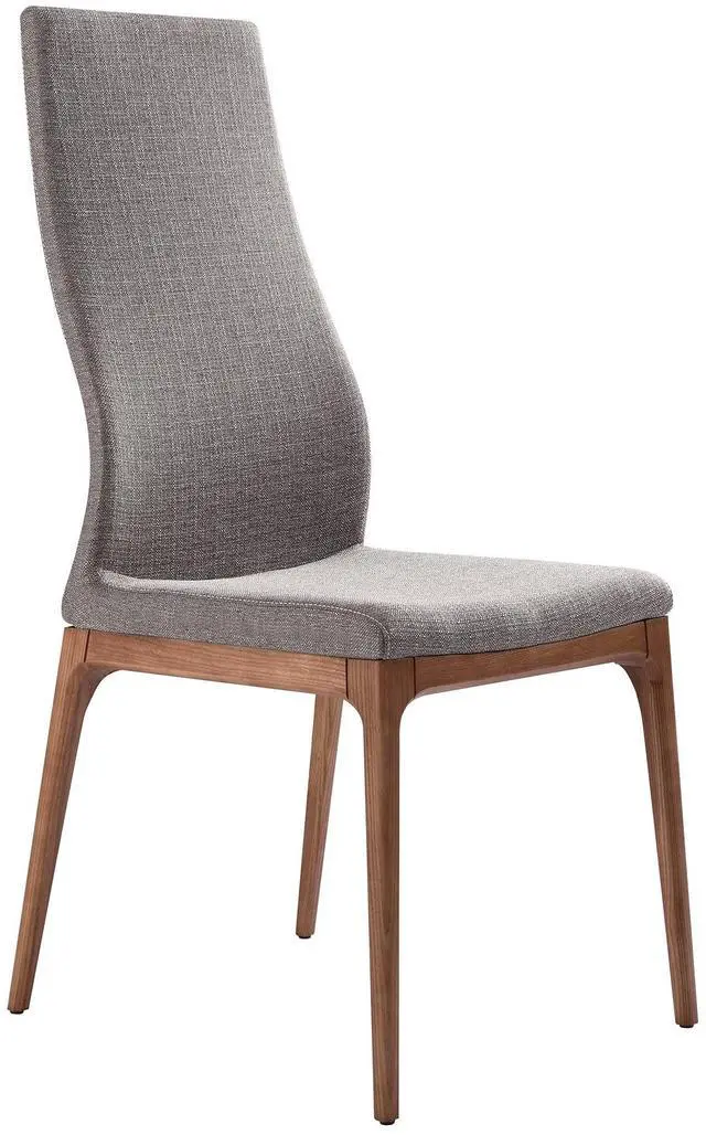 Main image of Parker Mid-Century Dining Chair in Walnut Finish and Gray Fabric - Set of 2
