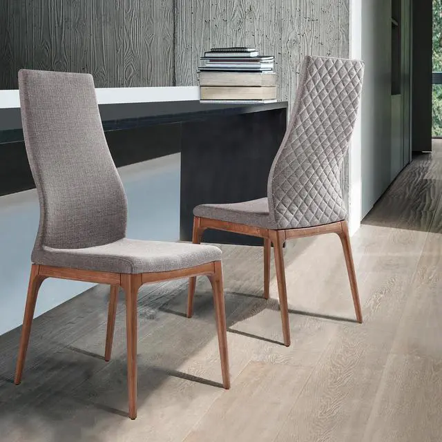 Alt view image 2 of 7 - Parker Mid-Century Dining Chair in Walnut Finish and Gray Fabric - Set of 2