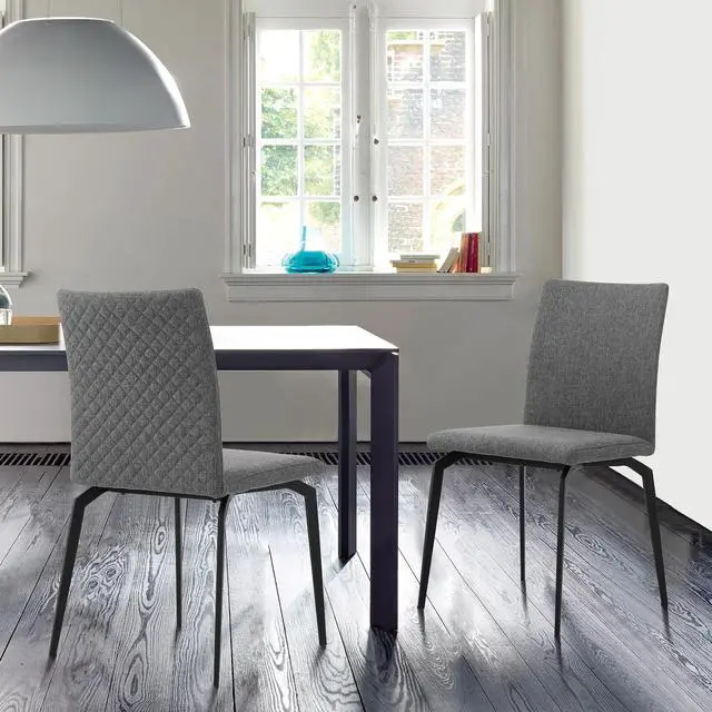 Alt view image 2 of 7 - Lyon Gray Fabric and Metal Dining Room Chairs - Set of 2