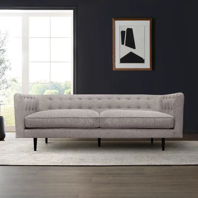 Alt view image 2 of 7 - Annabelle 80" Gray Fabric Sofa with Black Wood Legs
