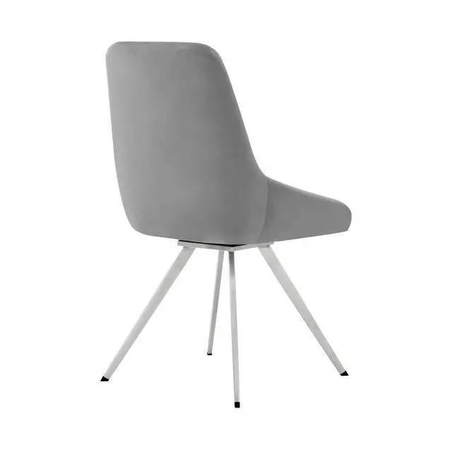 Alt view image 4 of 7 - Skye Swivel Gray Velvet and Brushed Stainless Steel Dining Room Chairs - Set of 2