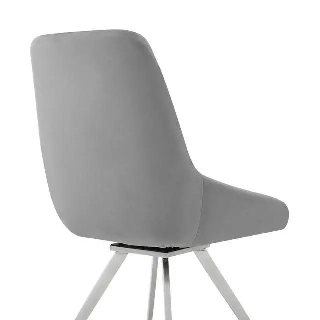 Alt view image 6 of 7 - Skye Swivel Gray Velvet and Brushed Stainless Steel Dining Room Chairs - Set of 2