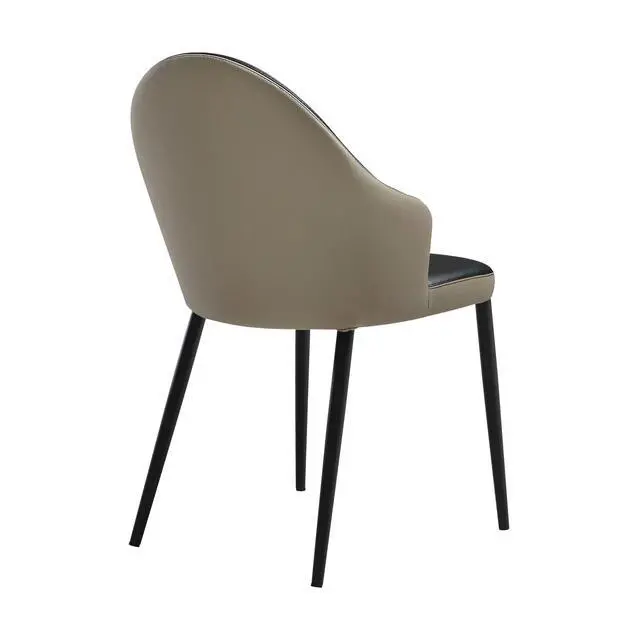 Alt view image 5 of 7 - Rocco Upholstered Dining Chair in Taupe Gray and Black Faux Leather with Black Metal Legs - Set of 2