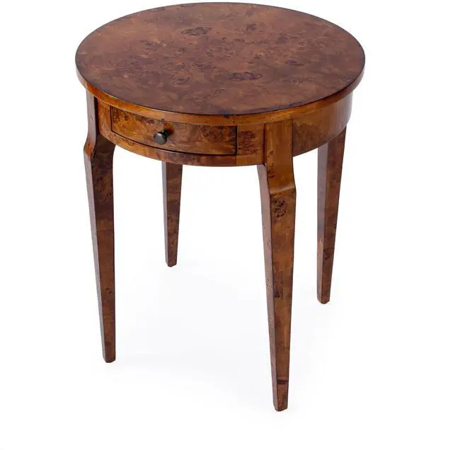Main image of Archer 1 Drawer Burl Side Table in Light Brown 0341442