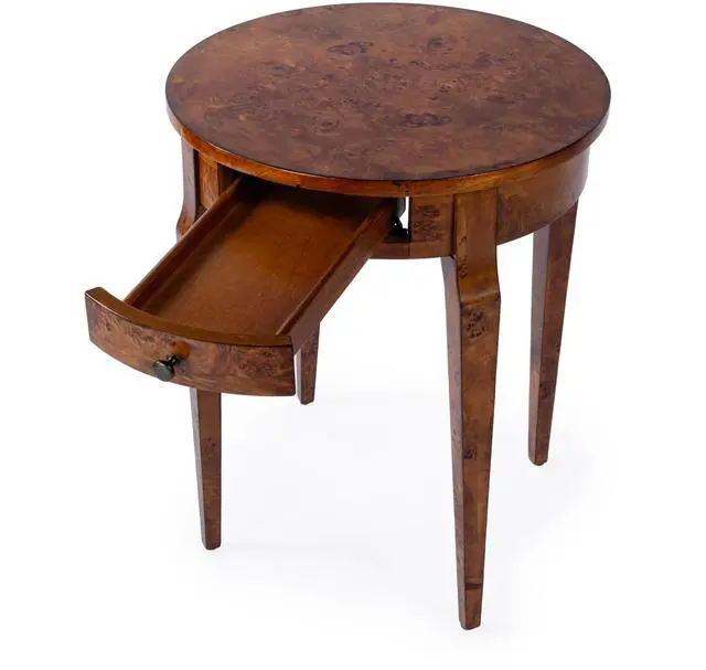 Alt view image 6 of 7 - Archer 1 Drawer Burl Side Table in Light Brown 0341442