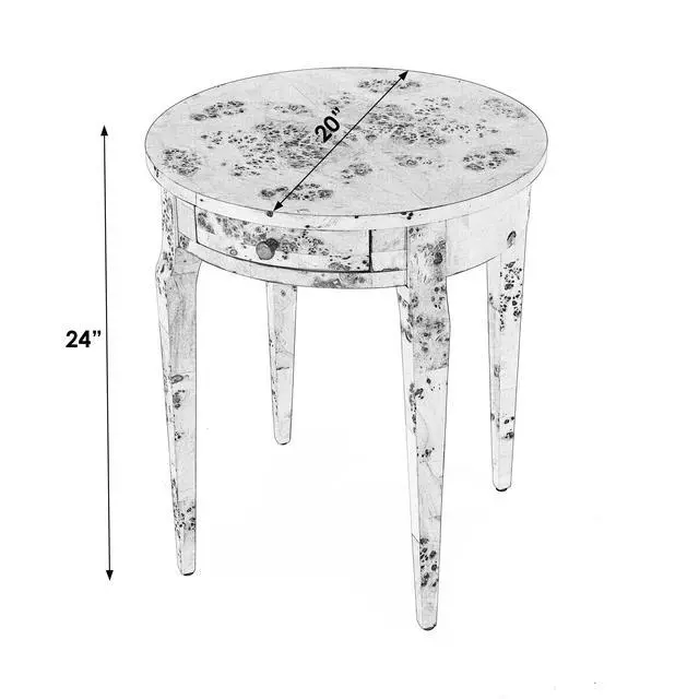 Alt view image 5 of 7 - Archer 1 Drawer Burl Side Table in Light Brown 0341442