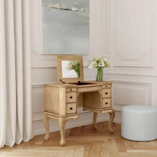 Alt view image 6 of 7 - Charlotte Vanity Desk with Storage in Beige 0735424