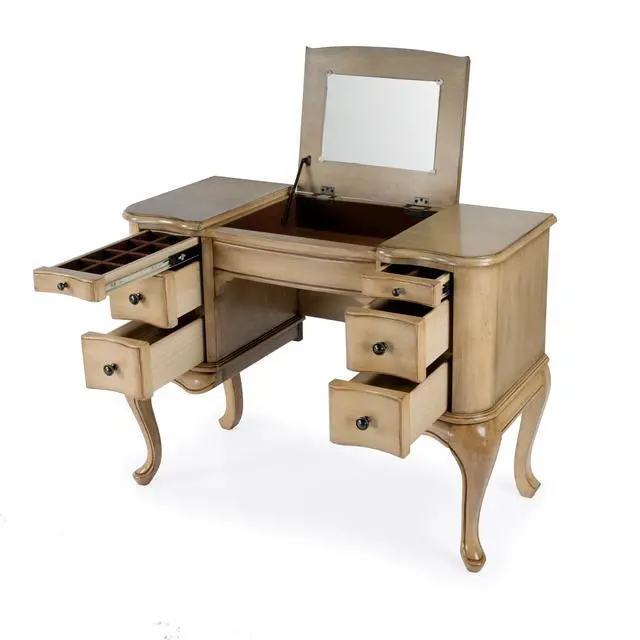Alt view image 7 of 7 - Charlotte Vanity Desk with Storage in Beige 0735424