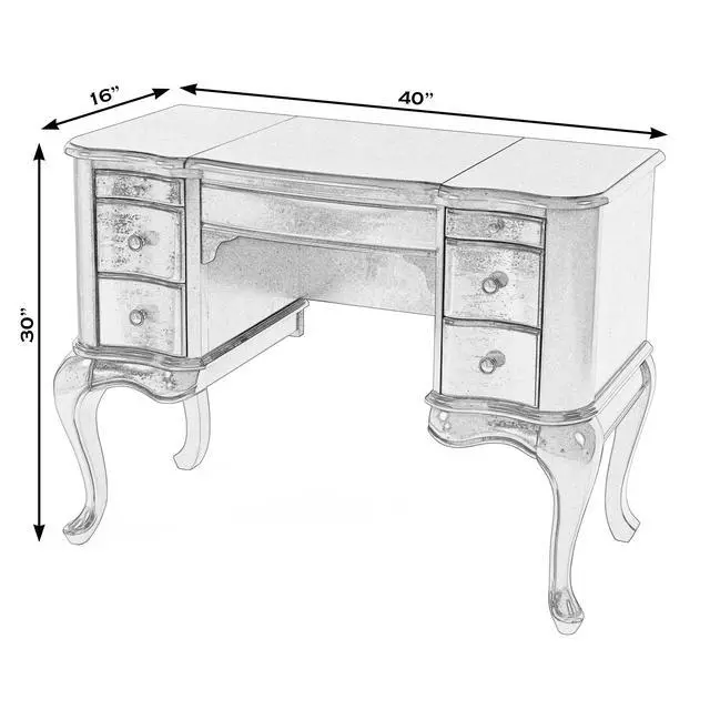 Alt view image 5 of 7 - Charlotte Vanity Desk with Storage in Beige 0735424