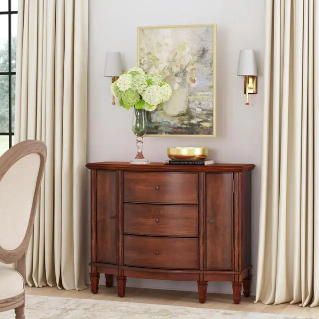 Alt view image 3 of 7 - Sheffield 3 Drawer 2 Door Accent Cabinet in Medium Brown 0674011
