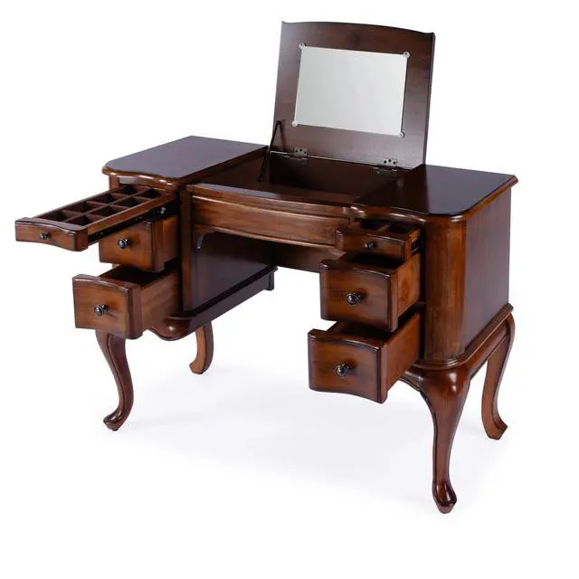 Alt view image 5 of 6 - Charlotte Vanity Desk with Storage in Brown 0735011