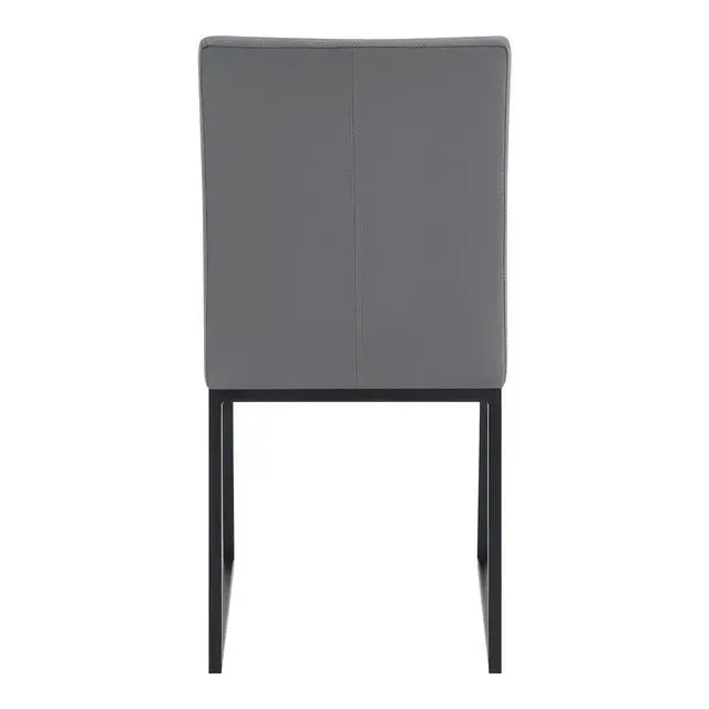 Alt view image 6 of 7 - Trevor Contemporary Dining Chair in Matte Black Finish and Gray Faux Leather - Set of 2