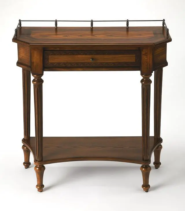 Main image of Charleston One Drawer Console Table in Medium Brown 0883040